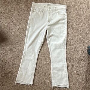 MOTHER White Insider Crop Step Fray Jeans